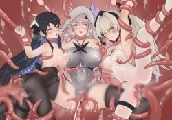 3girls ahe_gao anal ayla_(punishing:_gray_raven) black_hair blue_hair blur_censor blush bondage breast_grab breasts_out censored diia double_penetration female female_only femsub hair_ornament headgear huge_breasts luna_(punishing:_gray_raven) medium_breasts multiple_girls multiple_subs one_piece_swimsuit pantyhose pink_eyes pink_hair punishing:_gray_raven purple_eyes robot_girl see-through selena_(punishing:_gray_raven) strangling swimsuit symbol-shaped_pupils tentacle tentacle_rape tentacle_sex thighhighs twin_braids twintails vaginal_penetration white_hair yellow_eyes