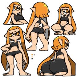 1girls aged_up animal_humanoid anthro ass ass_focus back back_view barefoot big_ass black_shorts black_topwear bottomwear breasts cephalopod cephalopod_humanoid clothing dat_ass feet female female_only full_body hair hand_on_hip humanoid inkling inkling_girl kaori_(splatoon) legs legs_apart mask_(marking) medium_breasts multiple_angles nintendo omoitukan2 orange_eyes orange_hair pointy_ears pseudo_hair short_shorts shorts smile solo solo_female splatoon splatoon_(series) squatting squid tentacle tentacle_hair thick_thighs thighs toes topwear video_games