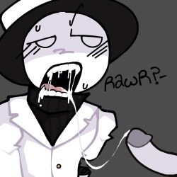 blush cum cum_in_mouth dave_and_bambi_mod disembodied_penis edit fangs fully_clothed hat implied_oral looking_away open_mouth smiles_(punkayy) white_skin