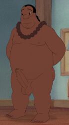 1boy balls black_hair brown_body brown_skin disney drawfag drawthread_request edit edited erection fat gay genitals lilo_and_stitch male male_only moses_puloki nude overweight partially_retracted_foreskin penis screencap screenshot screenshot_edit slightly_chubby uncut unknown_artist yaoi