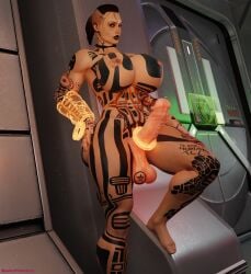 1futa 3d big_breasts busty cock_piercing cock_ring erection futa_only futanari glowing_cock_ring jack_(mass_effect) mass_effect omni-tool pierced_nipples piercings sekaithereturn solo tagme tattoo tattoos wide_hips