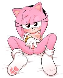 amy_rose areolae black_eyes black_hairband black_nose blush clitoral_hood clitoris cute dead_source exposed_torso eyelashes female_urethra footwear gaturo gloves hairband half-closed_eyes handwear heart-shaped_pupils humanoid inviting nipples pink_fur pink_hair pussy seductive small_breasts smile socks sonic_(series) spread_legs spread_pussy spreading suggestive