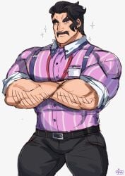 arms_crossed arms_crossed_under_pecs bulge clothed daddy graysheartart male male_focus male_only mr._saguaro muscles muscular muscular_male npc_trainer pokemon pokemon_sv