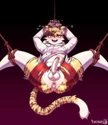 1boy anthro blonde_hair bondage cat_ears cat_tail catboy cuchuflin male_only oc original original_character tied tied_up yaoi