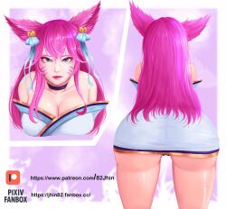 82jhin 9_tails ahri alternate_costume alternate_hair_color alternate_hairstyle animal_ear_fluff animal_ears animal_girl ass bangs bell big_ass big_breasts blue_eyes breasts busty censored choker cleavage clothing curvaceous curves curvy curvy_body curvy_female curvy_figure curvy_hips eyelashes eyeliner eyeshadow facial_markings female fluffy fluffy_ears fluffy_tail fluffy_tails fox fox_ears fox_girl fox_tail furry_tail hair_ornament hair_ribbon hips hourglass_figure huge_breasts humanoid inner_ear_fluff japanese_clothes kemonomimi kimono kitsune large_breasts league_of_legends light-skinned_female light_skin lips lipstick long_hair multiple_tails nine_tailed_fox pale-skinned_female pale_skin pink_hair riot_games robe spirit_blossom_ahri spirit_blossom_series tail thighs vastaya video_games