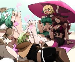 4girls alternate_costume big_feet bikini breasts byleth_(fire_emblem) byleth_(fire_emblem)_(female) cleavage covered_nipples cum cum_on_feet cum_on_soles dorothea_arnault dorothea_arnault_(summer) feet fire_emblem fire_emblem:_three_houses fire_emblem_heroes foot_fetish foot_focus foot_worship footjob futa_urethral_insertion futanari green_bikini green_swimsuit green_toenails huge_feet ingrid_brandl_galatea ingrid_brandl_galatea_(summer) large_breasts long_toenails long_toes mostlyfunstuff multiple_girls nail_polish nintendo official_alternate_costume pink_nails pink_toenails presenting_feet rhea_(fire_emblem) seiros_(fire_emblem) smelling_feet smelly_feet soles source_request swimsuit toenail_polish toenails toes urethral_fingering urethral_insertion