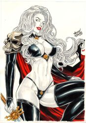 1girls 2023 anilton_freires bikini chaos_comics coffin_comics curvaceous curvy_body curvy_female curvy_figure death_(personification) ed_benes_studio female_focus female_only grim_reaper hi_res highres lady_death long_hair queen_of_the_dead seductive_look underwear voluptuous_female white_hair white_sclera white_skin