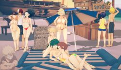 3boys 3d 6+girls 6girls artist_request bakugou_is_dead beach bikini breasts camie_utsushimi denki_kaminari ghost gravestone himiko_toga izuku_midoriya katsuki_bakugou koikatsu kyoka_jiro mitsuki_bakugou momo_yaoyorozu multiple_girls multiple_pregnancies my_hero_academia ochako_uraraka pregnant shounen_jump shouto_todoroki source_request topless