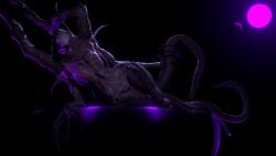 3d_(artwork) 4_fingers alien anthro aredator black_background blender_(software) breasts claws digital_media_(artwork) evolve evolve_(copyright) fangs female fingers genitals glowing glowing_genitalia glowing_pussy hi_res lying monster moon neon_lights nude pussy scalie simple_background solo star tail_grab tentacle thick_thighs wide_hips wraith_(evolve)