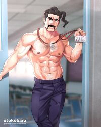 black_hair body_hair bulge facial_hair hairy_chest human male male_focus male_only mr._saguaro muscles muscular muscular_male npc_trainer otokobara pokemon pokemon_sv