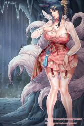 9_tails ahri alternate_costume alternate_hair_color alternate_hairstyle animal_ear_fluff animal_ears animal_girl big_breasts black_hair breasts busty child_bearing_hips cleavage clothing curvaceous curves curvy curvy_body curvy_female curvy_figure curvy_hips dynasty_ahri eyelashes eyeliner eyeshadow facial_markings female fluffy fluffy_ears fluffy_tail fluffy_tails fox fox_ears fox_girl fox_tail furry_tail gonster hips hourglass_figure huge_breasts humanoid inner_ear_fluff kemonomimi kitsune large_breasts league_of_legends light-skinned_female light_skin long_hair massive_breasts multiple_tails nine_tailed_fox pale-skinned_female pale_skin riot_games tail thick_thighs thighs vastaya video_games voluptuous wide_hips wonders_of_the_world_series yellow_eyes