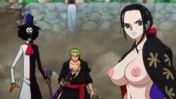 artist_request big_breasts brook_(one_piece) female male nico_robin nude_filter one_piece post-timeskip roronoa_zoro