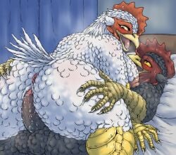 1boy1girl anthro anus ass avian balls beak bird blush bodily_fluids breasts bubonikku chicken claws duo edit erection feathers female female_penetrated from_front_position galliform gallus_(genus) genital_fluids genitals lying male male/female male_penetrating male_penetrating_female nfm nipples non-mammal_balls non-mammal_breasts non-mammal_nipples nude on_back open_mouth penetration penile penile_penetration penis penis_in_pussy phasianid pussy_juice reverse_missionary_position sex slightly_chubby tongue uncensored vaginal_penetration