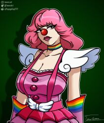 1girls big_breasts clown clown_girl clown_nose clussy clussy_fever female female_only geiru_toneido gyakuten_saiban lgbt_pride_colors pink_clothing pink_hair rainbow_colors video_games