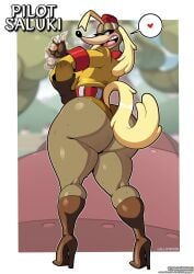 1girls 2022 anthro anthro_only armwear ass big_ass big_breasts big_butt blowjob_gesture blush bottom_heavy breasts bubble_ass bubble_butt cleavage clothed clothing cuphead_(game) fat_ass female female_only footwear fur furry furry_only handwear headwear heart heels hi_res highres huge_ass huge_breasts large_breasts lollipopcon looking_back pac-man_eyes panties pilot_saluki_(cuphead) signaling solo sweat sweatdrop tail thick thick_ass thick_legs thick_thighs thighs thunder_thighs wide_hips without_pants