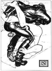 2boys black_and_white fingering gay gloves male male_focus male_only no_color straight_hair tagme tom_of_finland