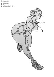 air_jordan angry big_breasts breasts drip hard_nipples hips leaning_forward line_art long_legs nike nipples pe_teacher_(robotboy) pinup poking_out red_hair robotboy short_hair sketch sneakers teacher thick_ass thick_thighs tonero