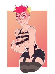 cat_ears dodgeball knockout_city mohawk mohawk_(hairstyle) oc tomboy velan_studios very_short_hair