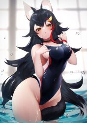 cute higashigure hololive hololive_gamers hololive_japan horny looking_at_viewer ookami_mio perfect_body school_swimsuit seductive suggestive thick_thighs virtual_youtuber wide_hips wolf_ears wolf_girl