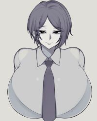 1girls bakunyuu big_breasts breasts enormous_breasts female female_only huge_breasts human human_only large_breasts massive_breasts oppai original sketch solo solo_female tie tight_clothing tokitamago top_heavy