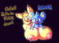 anthro huge_breasts iamaneagle_(artist) outlet_(outletdraws) outletdraws pikachu pokémon_(species) pokemon shinx tagme