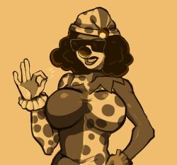 bebey_(streamer) big_breasts breasts choker clown clown_girl clown_makeup clown_nose clussy_bebs cuffs dark_hair fully_clothed looking_at_viewer ok_sign polka_dot polka_dot_hat rule_63 short_hair sunglasses white_gloves youtube youtuber деградач стелла_еременко