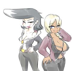 2girls big_breasts capcom cleavage daryan_crescend female female_only garyuu_kyouya genderswap gyakuten_saiban gyakuten_saiban_4 kirbysuperstar96 klavier_gavin mayudzuki_daian rule_63 small_breasts wide_hips