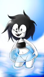 creepypasta female laughing_jack legs no_panties pussy rule_63 smile solo standing thick_thighs water