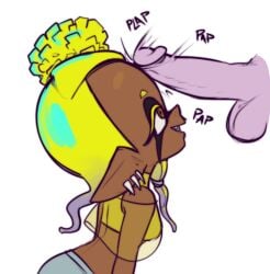 2022 agent_3_(splatoon_3) animal_humanoid balls big_forehead cephalopod cephalopod_humanoid clothed clothing dark-skinned_female dark_body dark_skin deep_cut_(splatoon) duo ear_piercing erection female forehead forehead_play foreheadjob frye_(splatoon) genitals hexanne humanoid humanoid_genitalia humanoid_penis humanoid_pointy_ears inkling large_forehead male male/female marine marine_humanoid midriff mollusk mollusk_humanoid nintendo not_furry onomatopoeia penis penis_on_forehead piercing pseudo_hair simple_background smile sound_effects splatoon splatoon_3 tentacle tentacle_hair text video_games