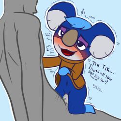 <3_eyes 2022 animal_crossing anonymous anthro anthro_on_male biped blue_background blue_body blue_eyes blue_fur blue_hair blush bodily_fluids bodily_fluids_in_pussy bodily_fluids_on_penis bottomless bottomless_anthro bottomless_female breath brown_clothing brown_shirt brown_topwear clitoris clothed clothed_sex clothing clothing_lift cowgirl_position cum cum_in_pussy cum_inside dialogue digital_media_(artwork) dirty_talk duo ejaculating_cum ejaculation ejaculation_while_penetrated english_text erection eye_contact eyelashes faceless_character faceless_human faceless_male female female_penetrated from_front_position fur furry genital_fluids genitals grey_body grey_skin hair hand_on_arm heart holding_on human human_on_anthro human_on_female interspecies kneeling kneeling_sex koala large_nose larger_male leaking_cum looking_at_another looking_at_partner looking_pleasured looking_up makeup male male/female male_penetrating male_penetrating_female mammal marsupial navel nintendo nude_human on_bottom on_top open_mouth orgasm panting penetration penile penile_penetration penis penis_in_pussy profanity purple_eyelids pussy red_tongue riding romantic romantic_sex sex sex_talk shaking shirt shirt_lift simple_background sitting size size_difference smaller_female smaller_penetrated solo_focus text throbbing_penis tongue topwear trembling vaginal_penetration video_games vombatiform weirdkoaladream white_body white_fur yuka_(animal_crossing)