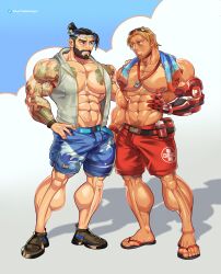 abs biceps big_bulge big_penis black_hair blizzard_entertainment blonde_hair bulge cole_cassidy gay hanzo_shimada khanthedestroyer lifeguard_cassidy male male_focus male_only muscle muscles muscular muscular_arms muscular_ass muscular_back muscular_legs muscular_male muscular_thighs nipples overwatch pecs shorts swimsuit thong veins