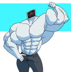 abs bara barazoku cerwcerw male male_only marcus_(cerwcerw) monitor muscular muscular_male object_head original pecs