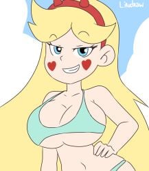 1girls alternate_breast_size big_breasts bikini blonde_female blonde_hair breasts busty confident disney disney_channel disney_xd female female_only grin large_breasts lirudraw long_hair looking_at_viewer navel smile smooth_skin star_butterfly star_vs_the_forces_of_evil underboob voluptuous white_female