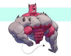 alternate_version_available anthro bara cerwcerw demon male male_only moobs muscular muscular_arms muscular_male original original_character pecs rene_(cerwcerw) solo