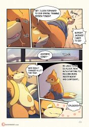 absurd_res animal_genitalia ass balls blue_eyes blush bodily_fluids buizel butt_sniffing close-up clothing comic cute_fangs duo english_text fangs feral fin floatzel fluffy gay genitals hi_res lester_(risenpaw) male male/male male_only ness_(risenpaw) nintendo one_eye_closed orange_body pokémon_(species) pokemon presenting presenting_hindquarters raised_tail rear_view risenpaw romantic romantic_couple semi-anthro sheath slightly_chubby smile sniffing sniffing_anus sweat text video_games yaoi