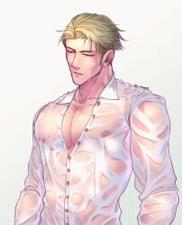 blonde_hair gay jujutsu_kaisen kento_nanami nanamatsu_kenji nipples nipples_visible_through_clothing