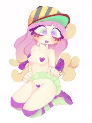 1girls blush covered_nipples darktszy female harmony_(splatoon) hat heart-shaped_pupils heart_nipples medium_breasts sea_anemone skirt splatoon splatoon_(series) splatoon_3