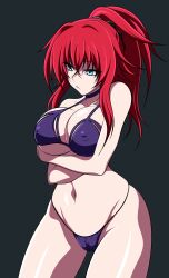 anime_style arms_crossed arms_crossed_under_breasts beach big_breasts bikini blue_eyes breasts color colored female high_school_dxd hips huge_breasts large_breasts night nipples_visible_through_clothing oldhorrorz red_hair rias_gremory self_hug