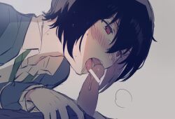 2boys black_hair blowjob blowjob_face blush blushing blushing_profusely censor_bar censored censored_penis cock_hungry cum_on_penis drool drooling ensemble_stars! erection faceless_male fangs femboy feminine_male gay gay_blowjob gay_incest giving_head going_down_on hand_on_hip imminent_penetration incest licking_cum licking_penis male_only mostly_offscreen_character oerba_yun_fang open_mouth oral_sex pale-skinned_male pale_skin penis_out pointless_censoring red_eyes sakuma_ritsu short_hair steam tongue_out uniform younger_brother younger_brother_sucks_older_brother younger_male