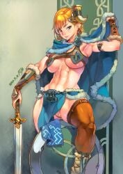 abs blonde_hair blue_eyes braids f.s. female_only female_warrior warrior