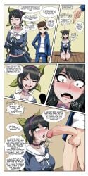 blush chabashira_tenko comic danganronpa danganronpa_v3 imminent_oral large_penis naver oc original_character penis penis_against_face poking_with_penis serafuku shin_sakamoto smooth_skin thick_thighs