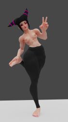 1girls 3d big_breasts big_thighs breasts feet female female_only juri_han lia3d pants peace_sign pose pout pouting solo street_fighter street_fighter_v thick_ass thick_thighs thighs toes v wink yoga_pants