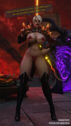 1girls angry angry_face armor big_ass big_breasts big_lips bikini dialogue gadget_(artist) human human_(warcraft) karen karen_(meme) karen_haircut mage mage_(warcraft) mature_female milf older_female pointing_at_viewer speech_bubble straight_hair text thigh_boots world_of_warcraft wow yelling