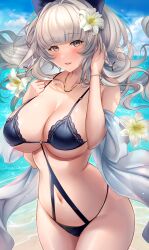 1girls 2022 azur_lane belly big_breasts bikini bikini_bottom bikini_top blush breasts cleavage covered_nipples female female_focus female_only looking_at_viewer navel solo solo_female vittorio_veneto_(azur_lane) yukinimaru