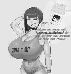 1girls big_breasts booruguru breasts busty cleavage curvaceous curvy curvy_body curvy_female curvy_figure english_text female female_focus got_milk goth goth_(booruguru) goth_girl huge_breasts large_breasts massive_breasts meme original original_character tank_top text voluptuous