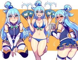 1girls alternate_costume aqua_(konosuba) artist_name artist_signature ass bare_ass bare_midriff beer beer_mug big_ass big_breasts big_butt bikini bikini_bottom bikini_top blue_eyes blue_hair blush blushypixy blushyspicy bow_tie bowtie breasts busty cleavage curvy detached_sleeves different_poses drunk exposed_ass exposed_midriff eye_contact fat_ass female female_focus female_only hair_ornament hair_rings kono_subarashii_sekai_ni_shukufuku_wo! large_ass large_breasts light-skinned_female light_skin long_hair looking_at_viewer midriff multiple_images navel pov_eye_contact simple_background skirt sleeves solo solo_female solo_focus tagme thick_ass thick_thighs thighs upskirt voluptuous