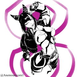 1girls anemounicorn1 belly belly_button big_breasts bodypaint bracelet bracelets breasts choker collar crazy crazy_girl female female_only fit fit_female goth goth_girl juri_han large_breasts martial_artist medium_breasts monochrome punk sketch solo spiked_bracelet spiked_collar street_fighter street_fighter_6 tongue tongue_out tummy