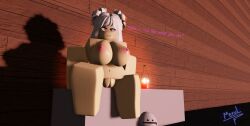 3d bottle brown_eyes drink hair_buns juggernog leaning mask_removed meevl nude perk_a_cola perk_bottle roblox robloxian self_upload tagme white_hair