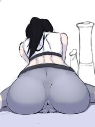 1girls anus anus_visible_through_clothes ass ass_focus back_view big_ass black_hair cameltoe dark_hair fat_ass female female_only large_ass no_panties on_floor pants ponytail pussy pussy_bulge pussy_visible_through_clothes sep_(artist) sketch solo solo_female sportswear stretching thick thick_ass tied_hair tight_clothing tight_pants yoga yoga_pants