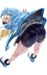 1boy 2023 androgynous ass ass_focus bent_over big_ass big_butt bike_shorts blonde_hair blue_eyes bridget bubble_butt butt_attack cute eye_contact femboy guilty_gear guilty_gear_strive happy long_hair looking_at_viewer male male_only minishorts shiny_clothes shiny_skin shorts simple_background solo solo_male spandex_shorts thick_ass thick_thighs thighs trap uenoryoma white_background